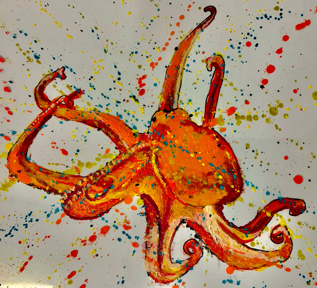 Peinture originale poulpe of ODS Marseille création Ondine artiste ODS