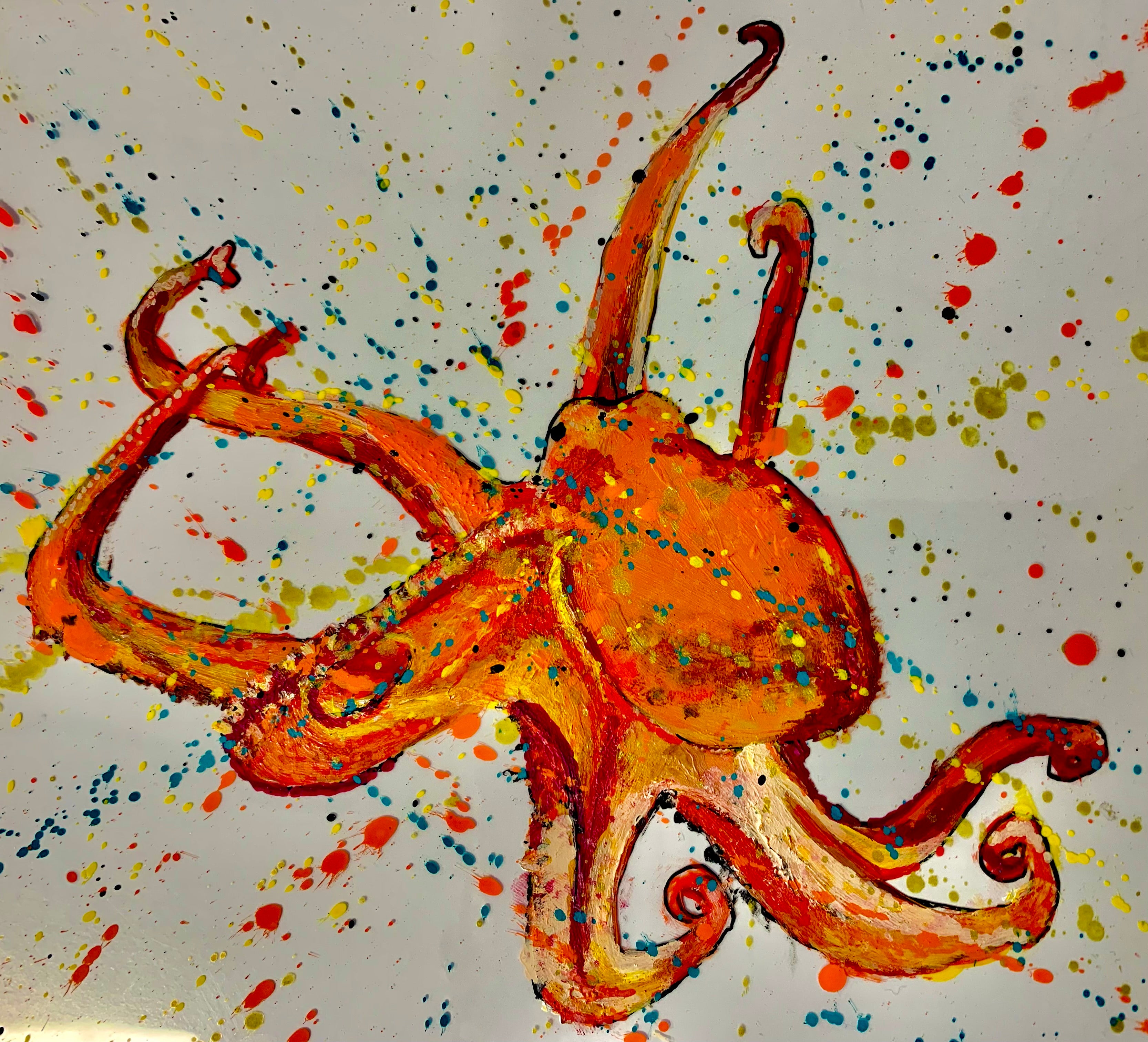 Peinture originale poulpe of ODS Marseille création Ondine artiste ODS