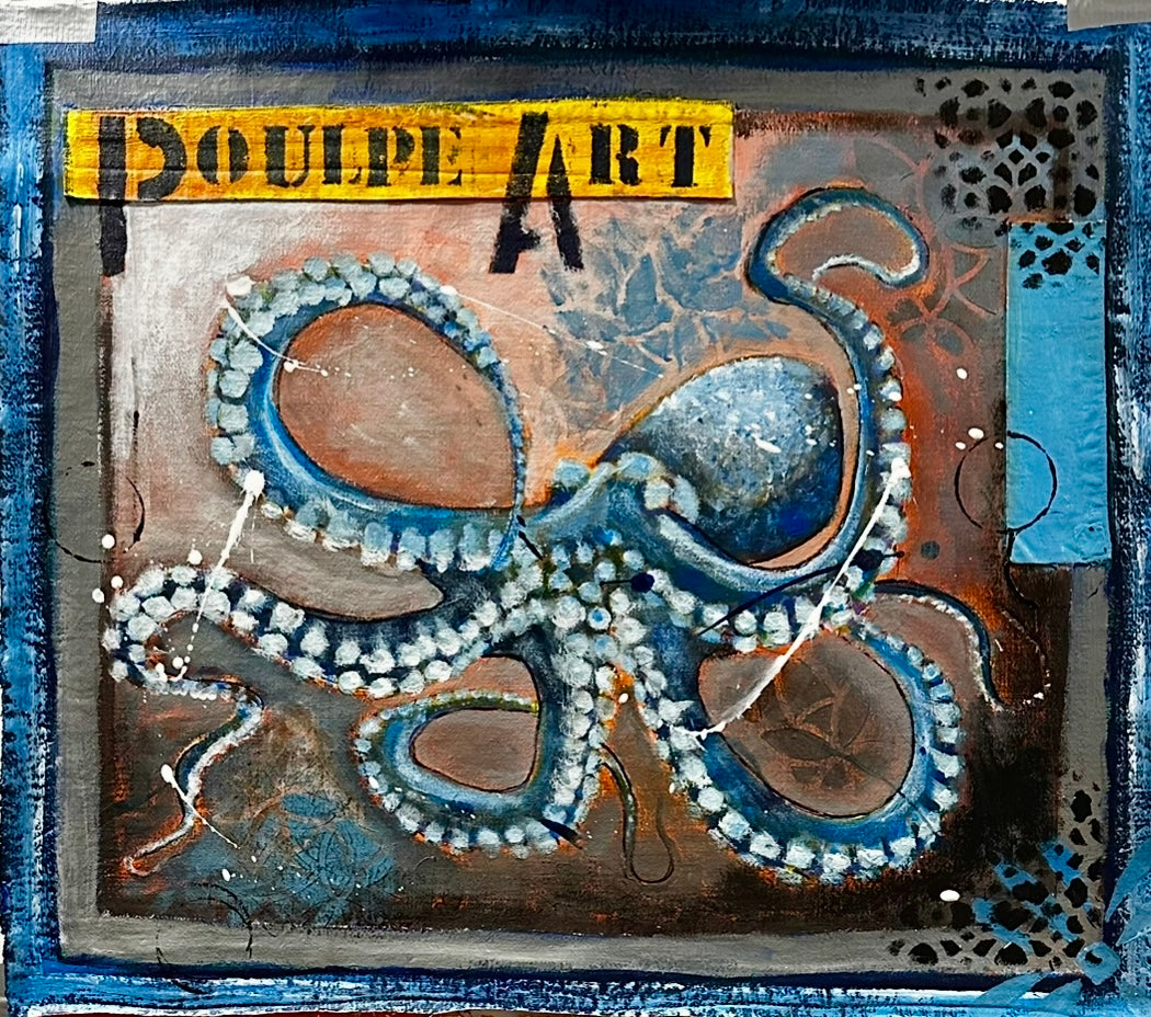 Tableau poulpe urbain création originale Ondine pour vêtements ODS