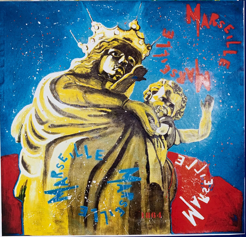 tableau peinture acrylique réalisé par l'artiste Ondine Devis Steinmetz- notre-dame-de-la-garde-marseille-pop-art-O.D.S