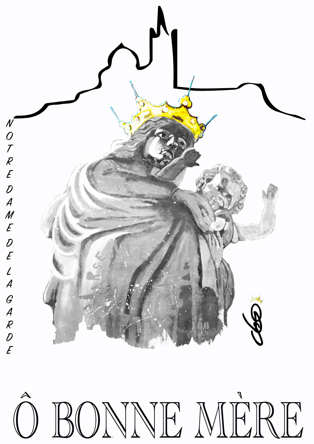 Veste Ô Bonne Mère - Notre-Dame de la Garde Marseille - Bleu de Chine - Créateur Français O.D.S