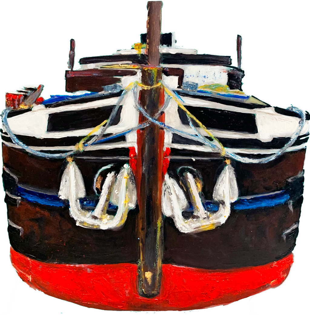 Peinture originale péniche bord de Seine Paris création Ondine artiste ODS