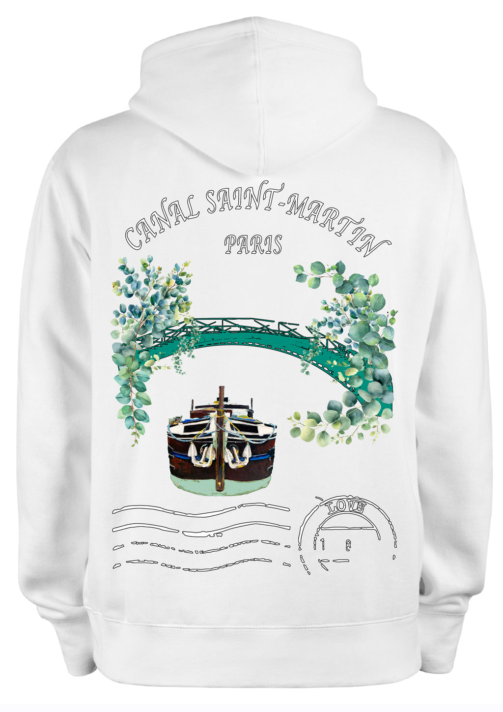 Sweat Canal Saint-Martin Paris - Design original peint à la main par Ondine Devis Steinmetz - ODS