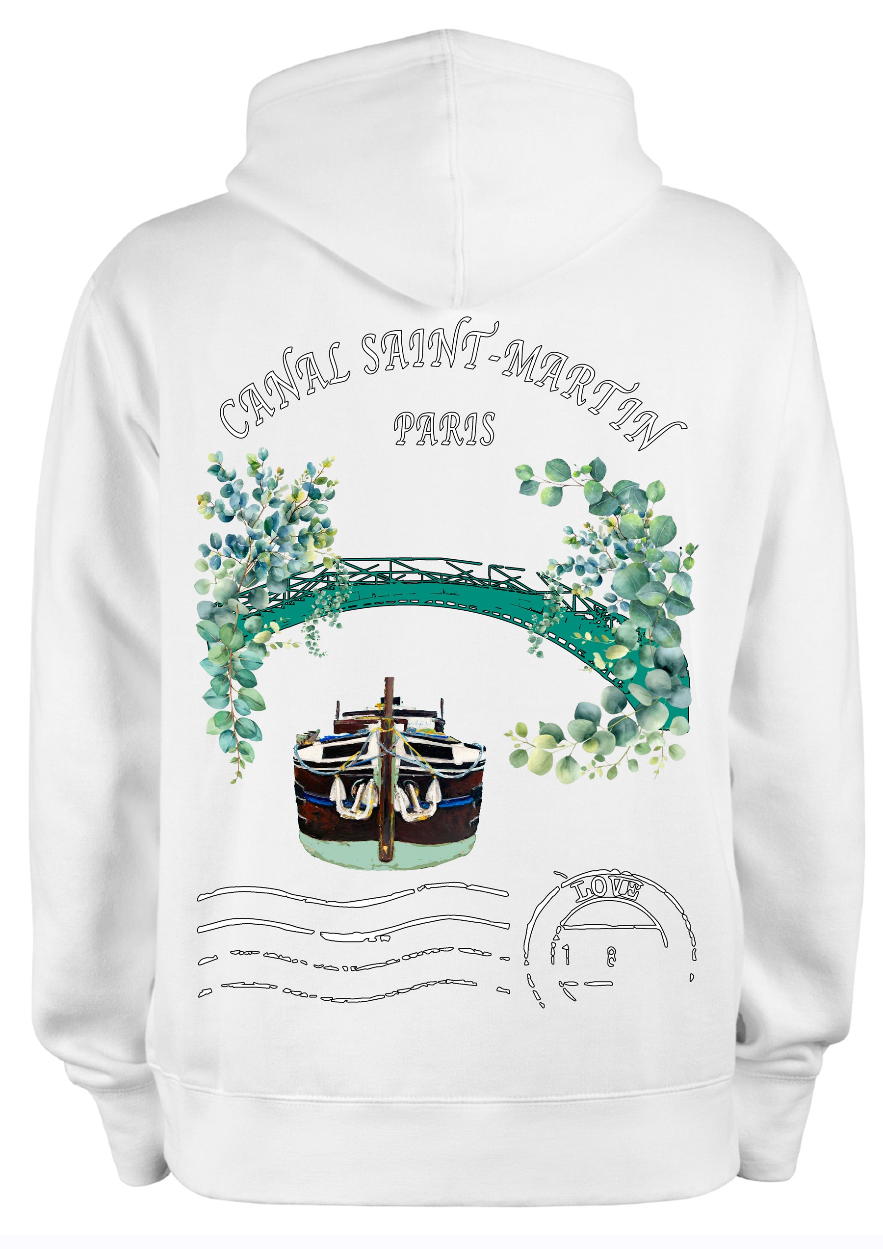 Sweat Canal Saint-Martin Paris - Design original peint à la main par Ondine Devis Steinmetz - ODS