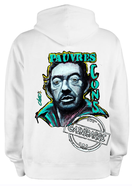 Sweat Serge Gainsbourg Pauvres Cons - Portrait pop art premium créateur français ODS - Légende chanson française - Peinture originale imprimée sur textile
