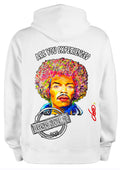 Sweat Jimi Hendrix Are You Experienced - Portrait pop art premium créateur français ODS - Afro psychédélique multicolore - Peinture originale imprimée sur textile
