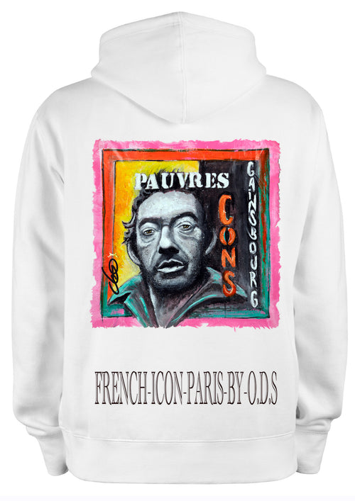 Sweat French Icon Paris Gainsbourg O.D.S collection - Design artistique affiche vintage pop art célébrant Serge Gainsbourg, peinture originale d'Ondine imprimée sur textile premium

