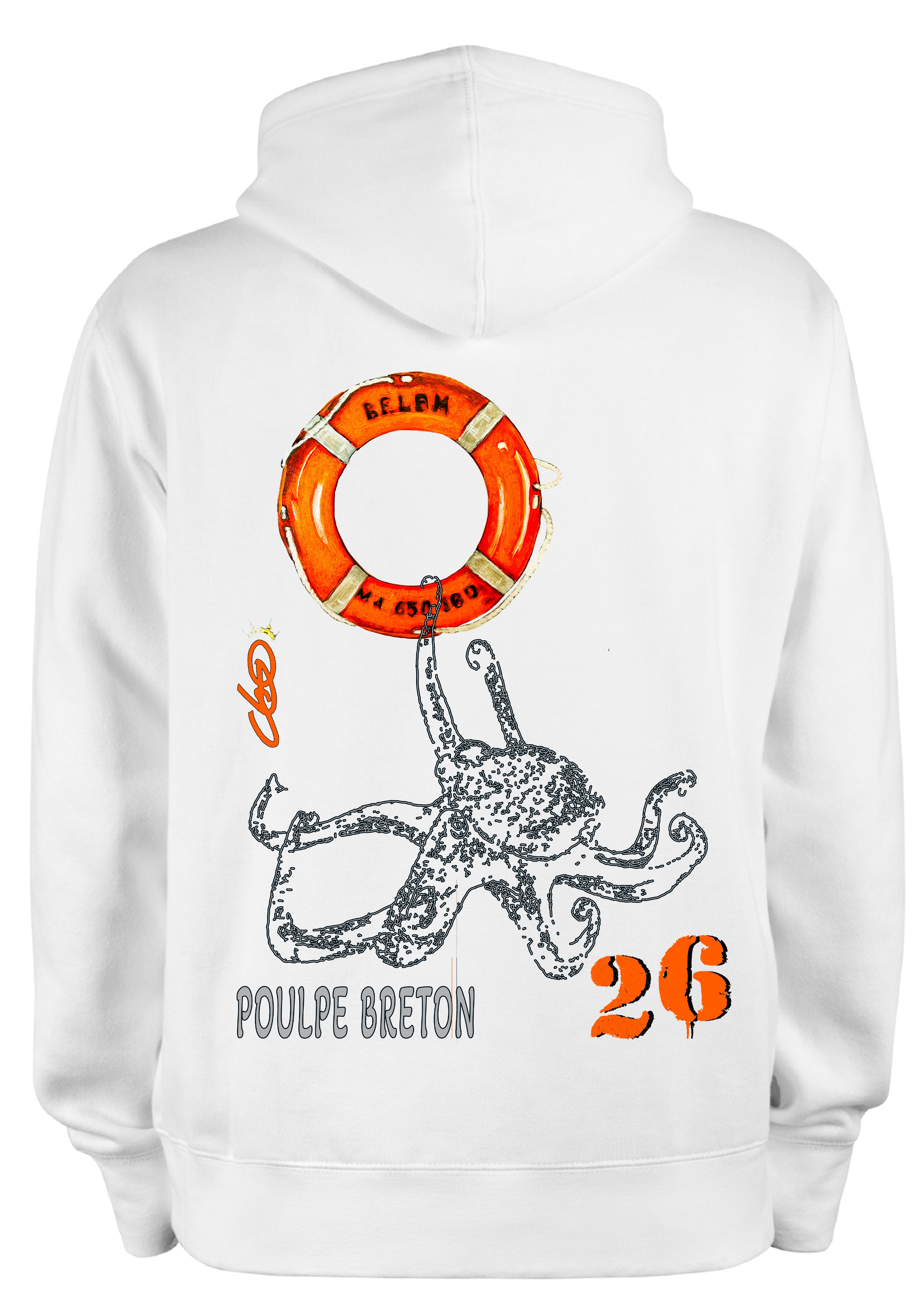 Sweat Poulpe Breton O.D.S collection - Design artistique inspiré de la culture bretonne, peinture originale d'Ondine imprimée sur textile premium