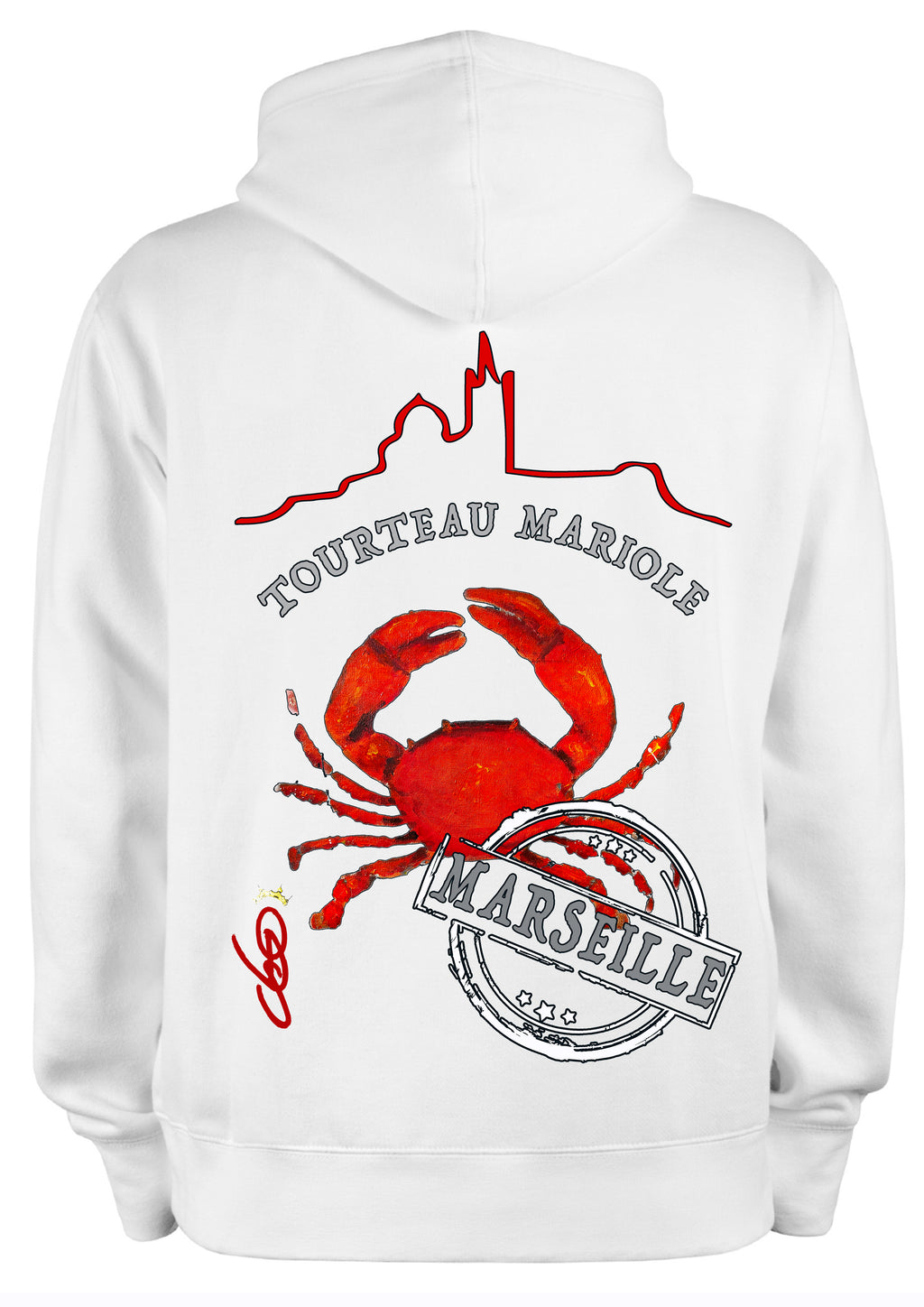 Sweat Tourteau Mariole of Marseille O.D.S collection - Design artistique inspiré de la culture marseillaise, peinture originale d'Ondine imprimée sur textile premium
