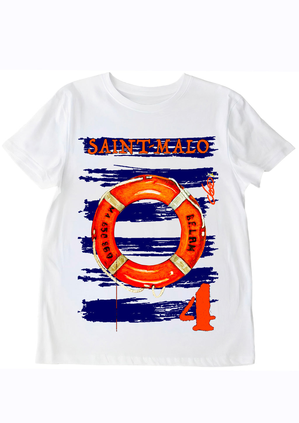 T-shirt Bouée Belam Saint-Malo - Bel Âme Bretagne - Peinture originale artiste Ondine - Art wearable créateur français - Bouée bateau maritime - Tee-shirt Saint-Malo - Cadeau Bretagne mer - T-shirt art maritime - Création française Bretagne

