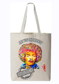 Tote bag Jimi Hendrix Are You Experienced - Portrait pop art premium créateur français ODS - Afro psychédélique multicolore - Peinture originale imprimée sur textile
