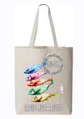 Totebag Sardines Méditerranéennes O.D.S collection - Design artistique célébrant les sardines colorées de la côte méditerranéenne, peinture originale d'Ondine imprimée sur textile premium

