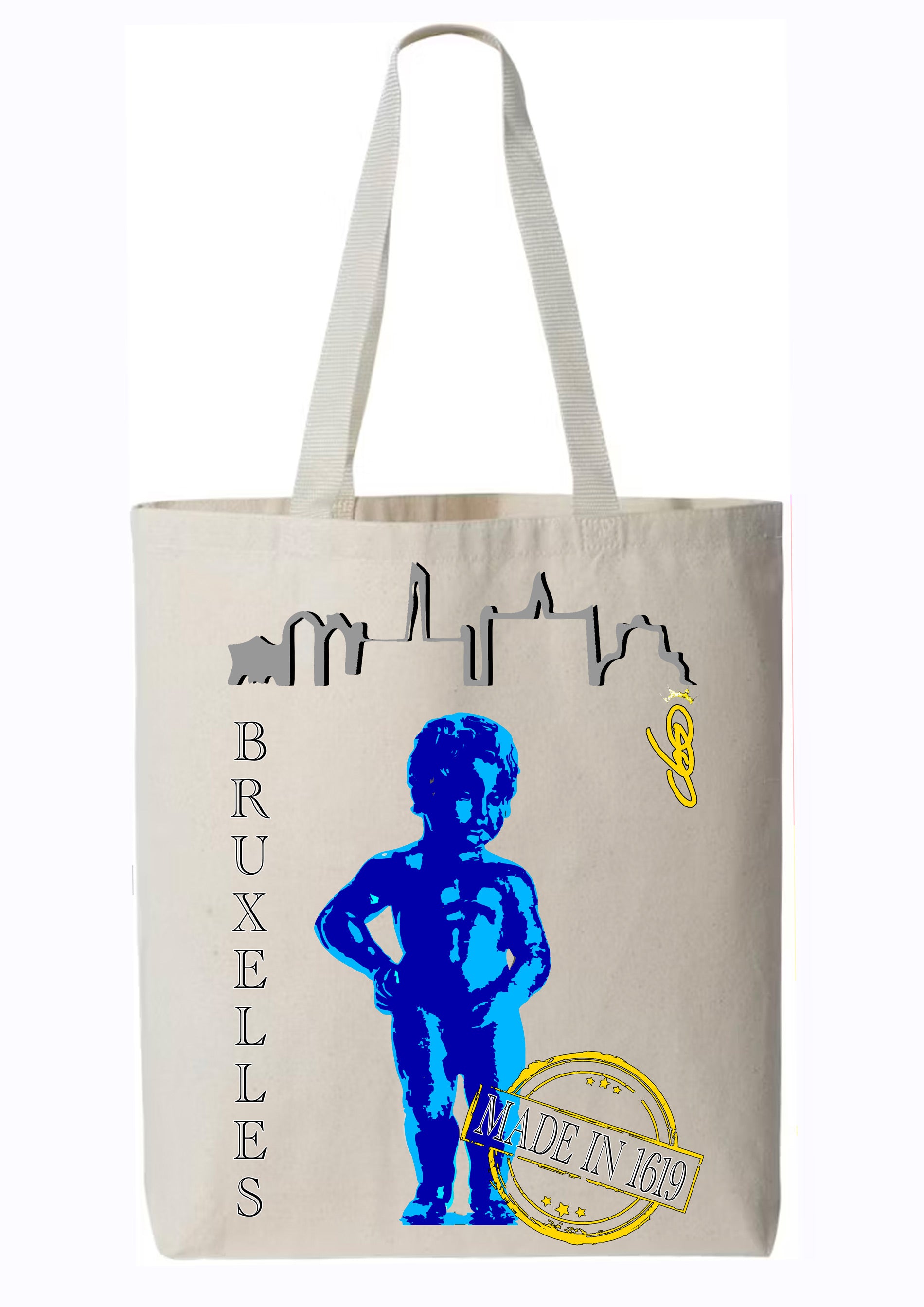 Tote bag Manneken Pis Bruxelles - Créateur français - Cadeau Belgique original - O.D.S collection

