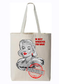 Tote bag Marilyn Monroe Be Sexy Whenever You Want - Portrait pop art premium créateur français ODS - Glamour Hollywood lèvres rouges - Peinture originale imprimée sur textile
