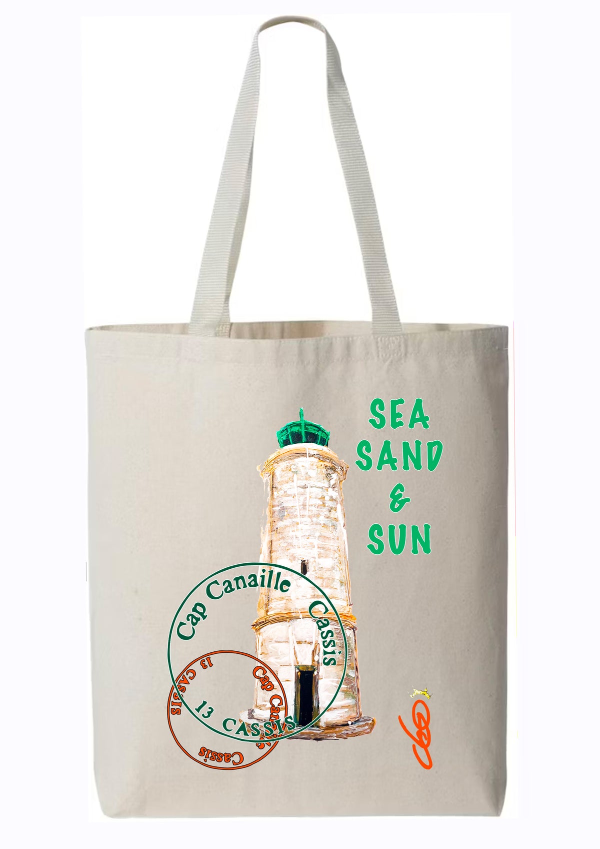 Tote bag Phare de Cassis Cap Canaille Sea Sand Sun - Peinture originale Ondine Devis Steinmetz O.D.S - Cadeau souvenir Cassis art wearable