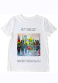 T-shirt Brooklyn Bridge New York - Peinture originale Ondine - Pop Art NYC créateur français O.D.S