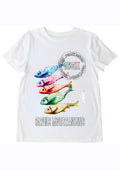 T-shirt Sardines Méditerranéennes O.D.S collection - Design artistique célébrant les sardines colorées de la côte méditerranéenne, peinture originale d'Ondine imprimée sur textile premium

