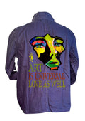 Veste Bleu de Chine Art Is Universal Love As Well - Création originale peinte à la main par l'artiste Ondine - ODS Collection
