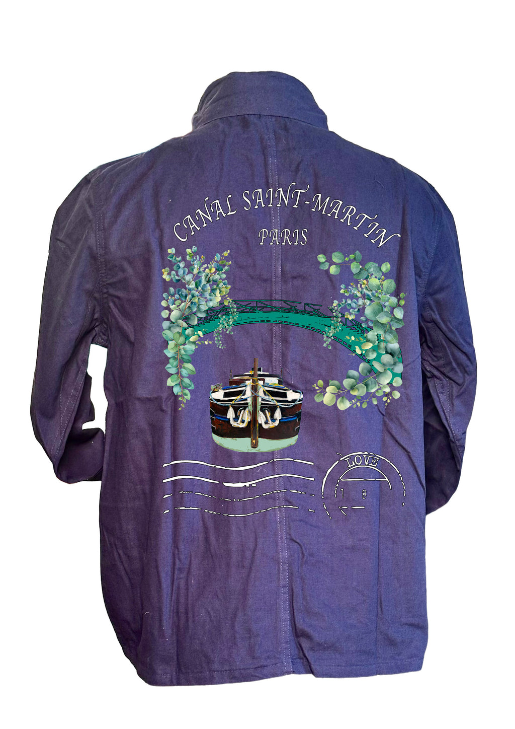 Veste Bleu de Chine Canal Saint-Martin Paris - Design original peint à la main par Ondine Devis Steinmetz - ODS