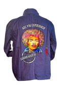 Veste Jimi Hendrix Are You Experienced - Portrait pop art premium créateur français ODS - Afro psychédélique multicolore - Peinture originale imprimée sur textile
