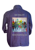 Veste Bleu de Chine Brooklyn Bridge New York - Peinture originale Ondine - Pop Art NYC créateur français O.D.S
