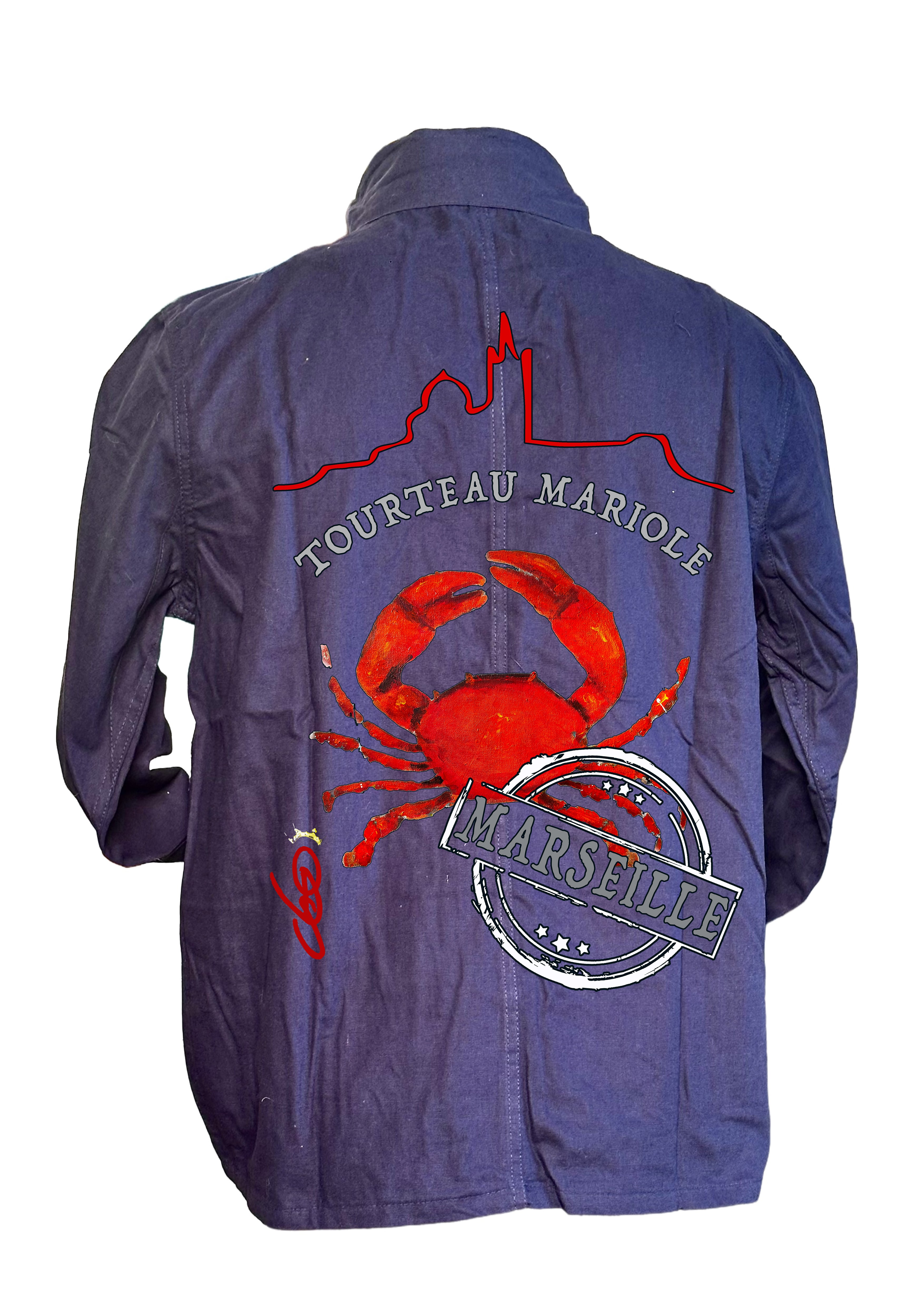 Veste Tourteau Mariole of Marseille O.D.S collection - Design artistique inspiré de la culture marseillaise, peinture originale d'Ondine imprimée sur textile premium