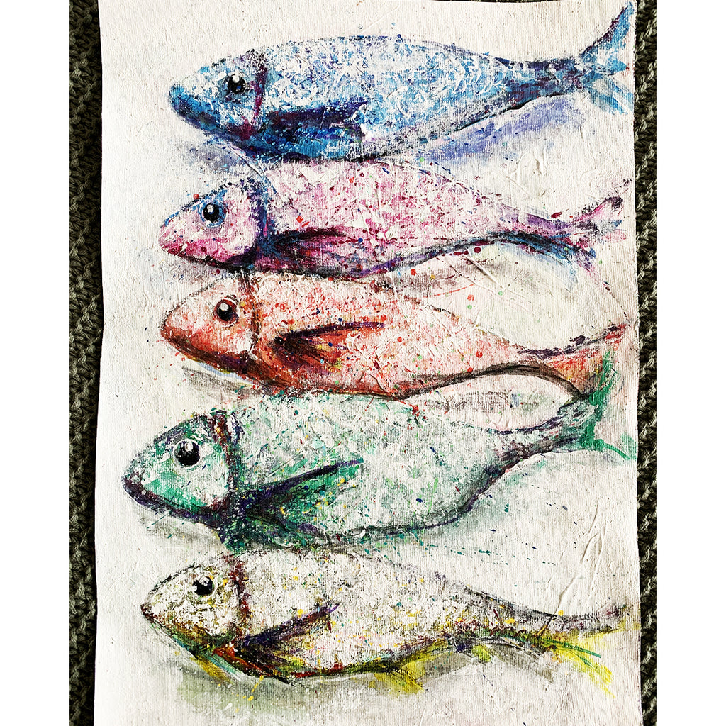 Peinture originale sardines Marseille création Ondine artiste ODS