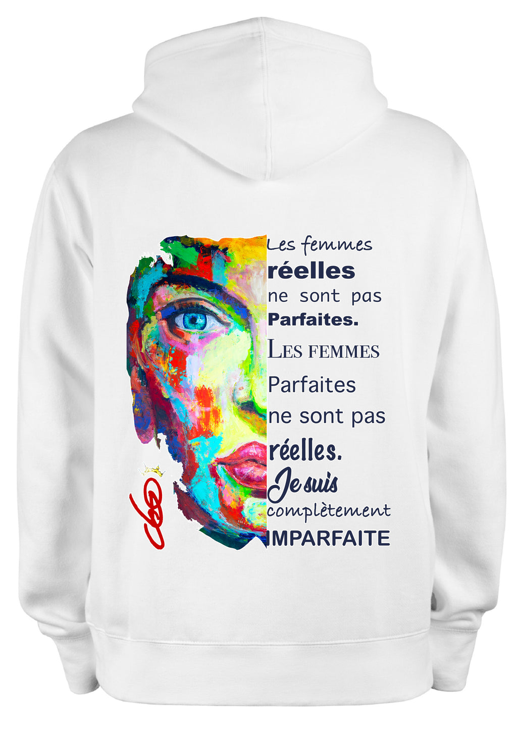 Sweat Femme imparfaite O.D.S collection - Design artistique célébrant l'authenticité féminine, peinture originale d'Ondine imprimée sur textile premium
