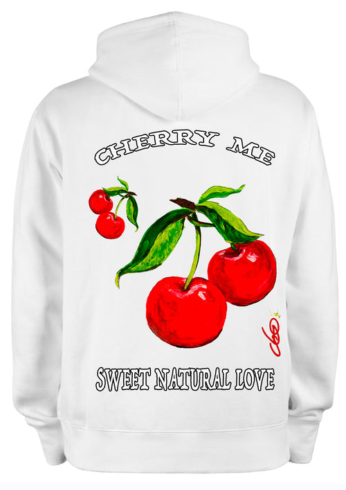 Sweat, Cherry Me, Cerises, Art pop, Fruits pop art, Peinture cerises, Peinture originale de Ondine O.D.S, Créateur français, Art wearable, Portrait artistique
