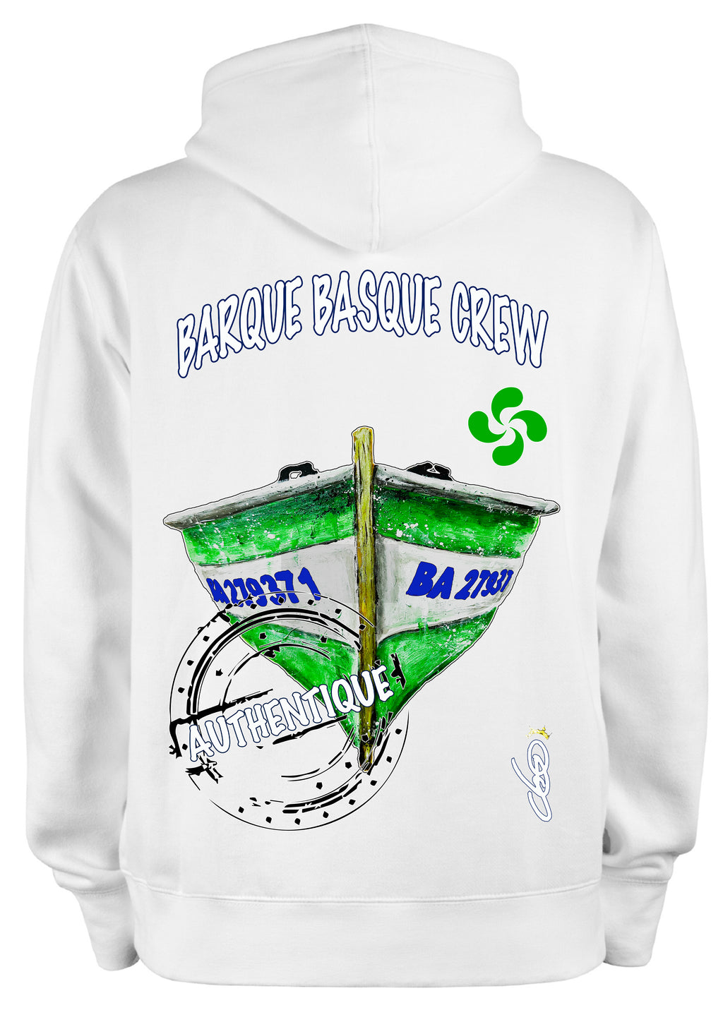 Sweat Barque Basque O.D.S collection - Design artistique inspiré du Pays Basque, peinture originale d'Ondine imprimée sur textile premium