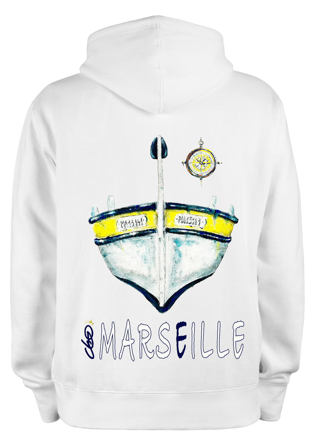 Sweat Les Barquettes Marseille O.D.S collection - Design artistique inspiré du Vieux-Port, peinture originale d'Ondine imprimée sur textile premium