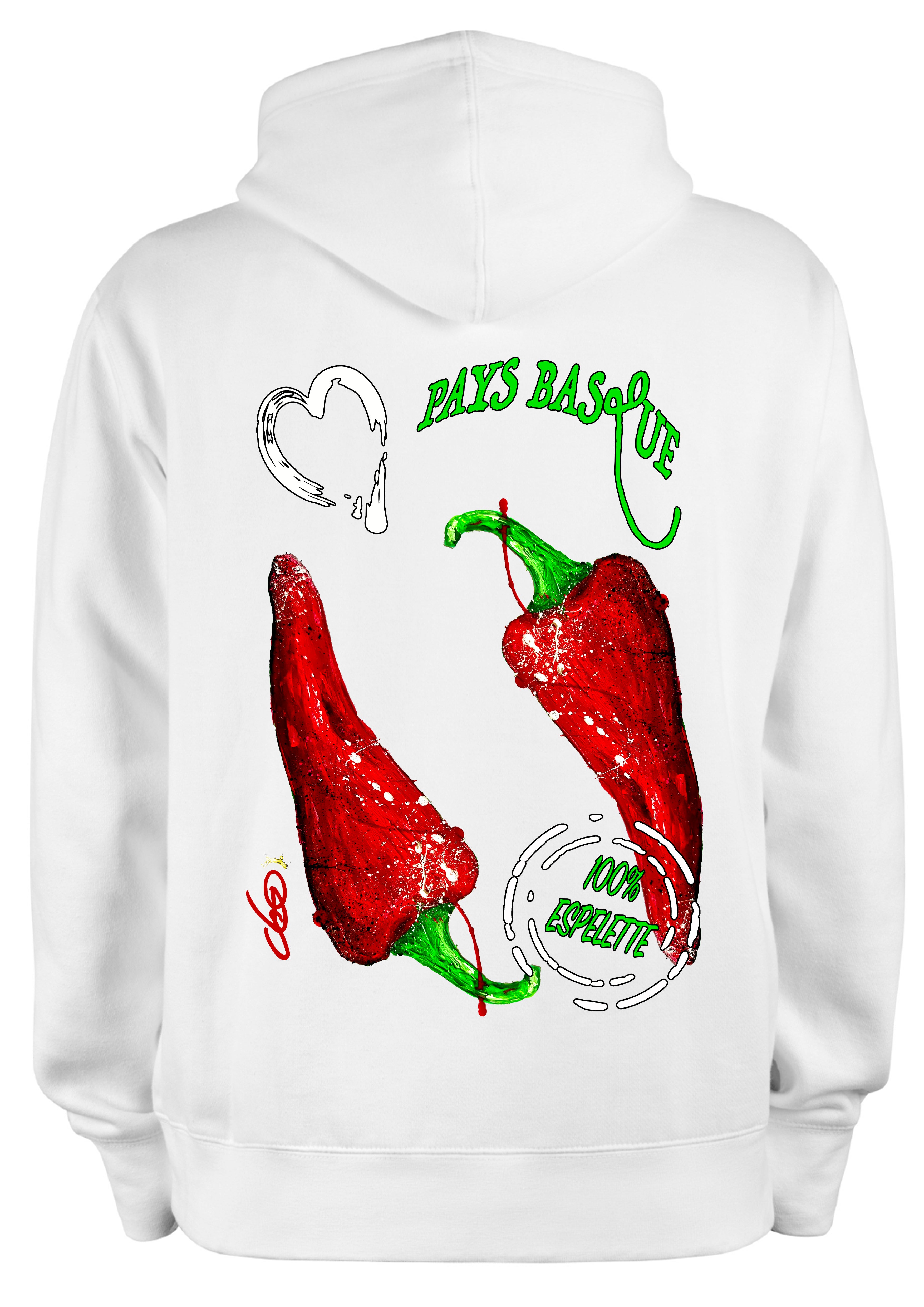 Sweat Piment d'Espelette O.D.S collection - Design artistique inspiré du Pays Basque, peinture originale d'Ondine imprimée sur textile premium