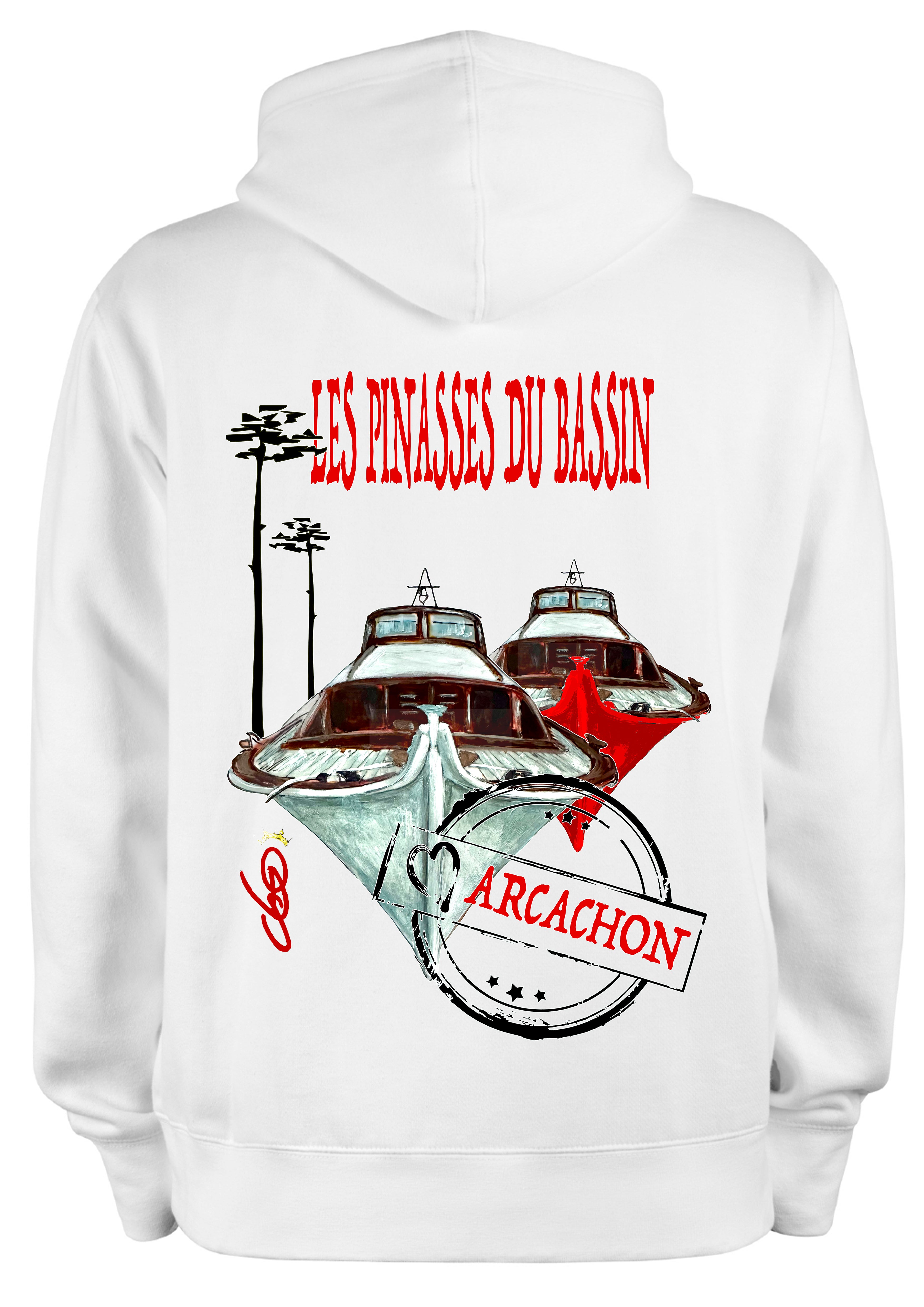 Sweat Pinasse O.D.S collection - Design artistique inspiré du Bassin d'Arcachon, peinture originale d'Ondine imprimée sur textile premium