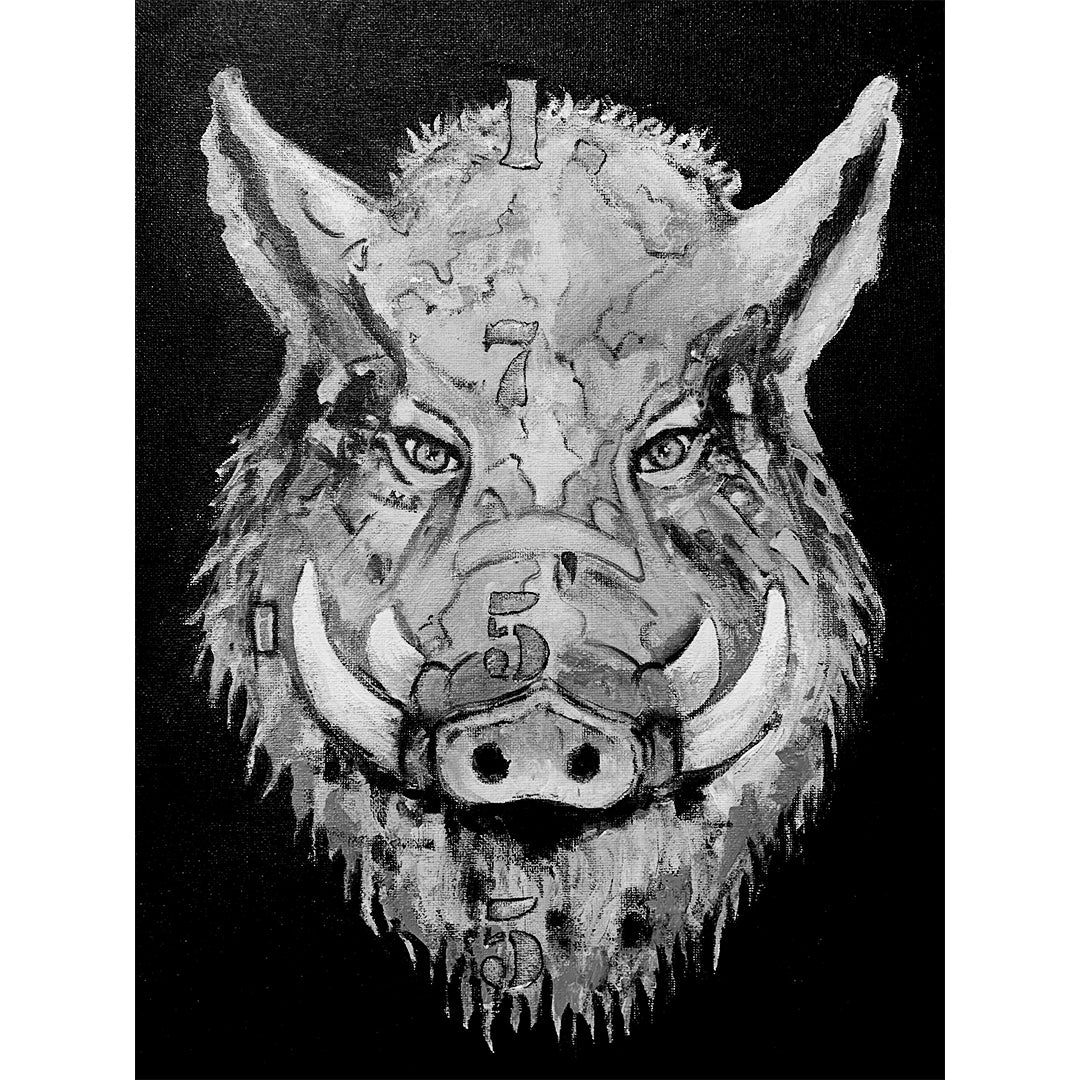 Tableau original sanglier peint à la main par Ondine ODS