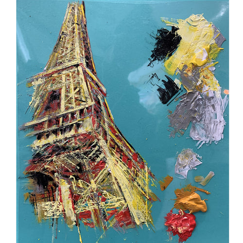 Peinture originale tour Eiffel Paris avec palette création Ondine artiste ODS
