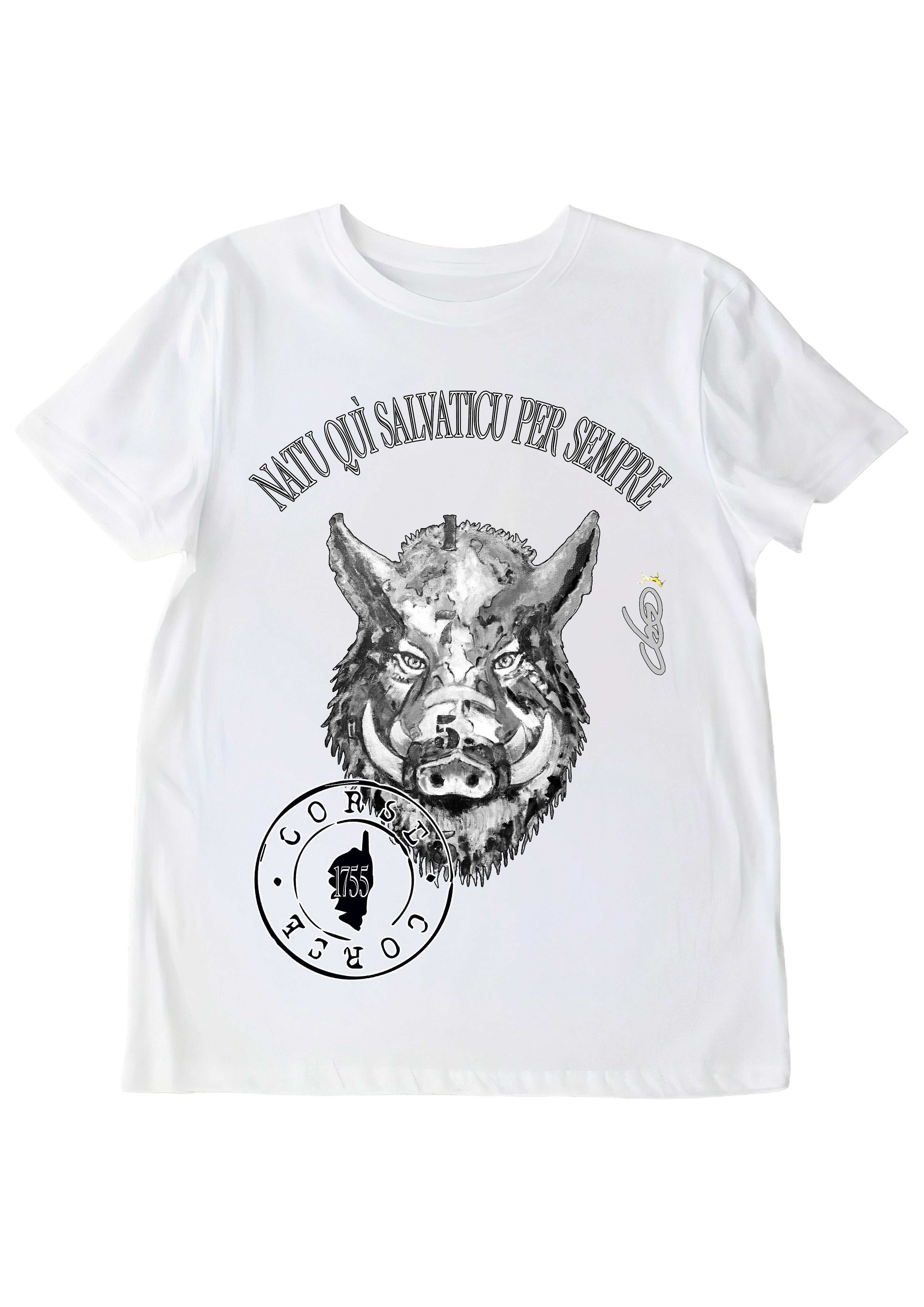 T-shirt Libertà Corse Sanglier - Détail design sanglier - Vêtement premium coton 