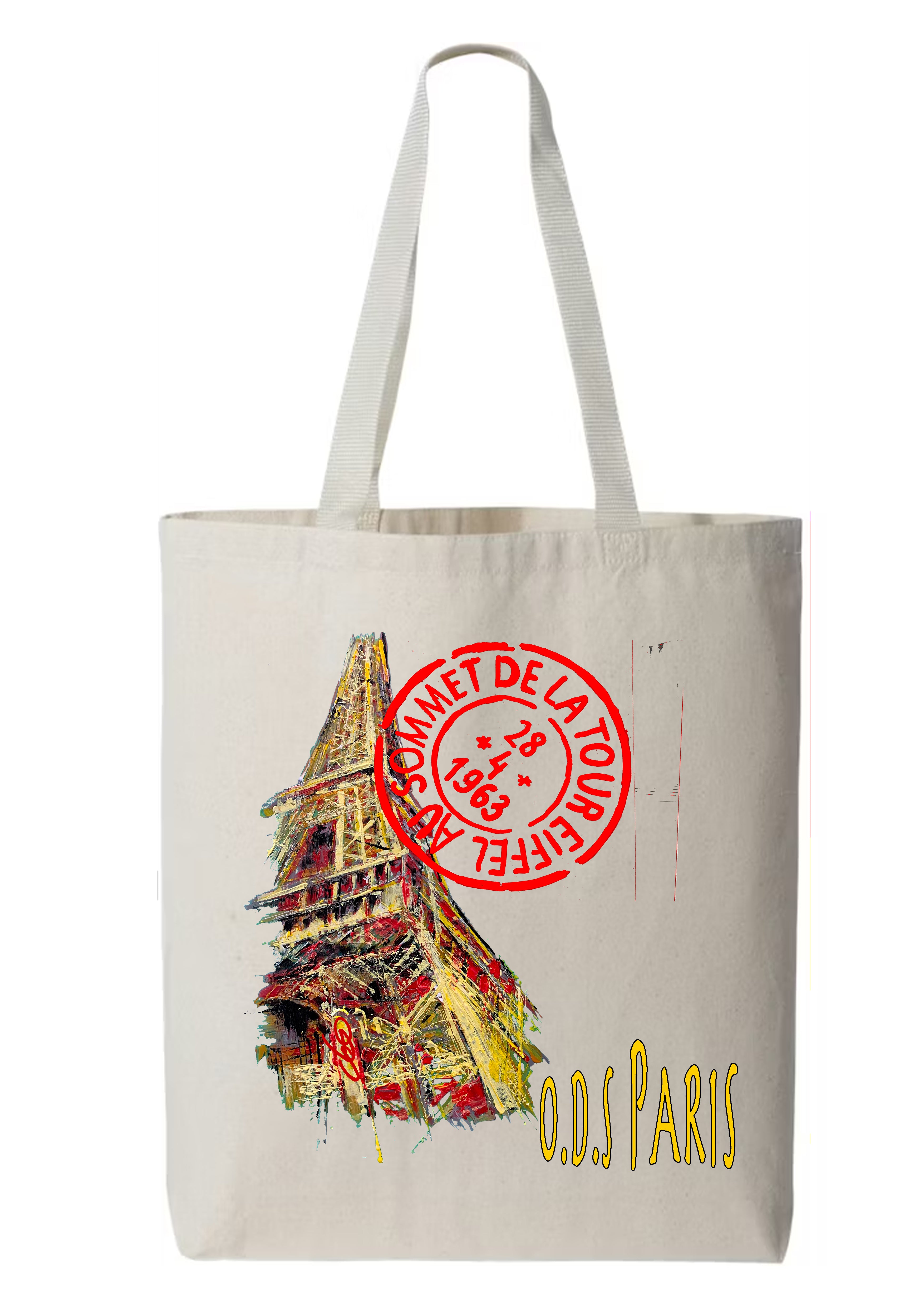 Totebag Tour Eiffel Paris peinture originale signée Ondine - Créateur français ODS Collection
