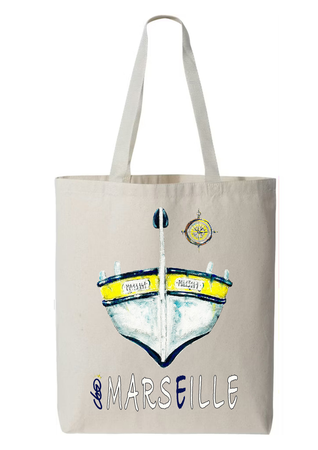 Totebag Barquettes Marseille peinture originale signée Ondine - Créateur français ODS Collection
