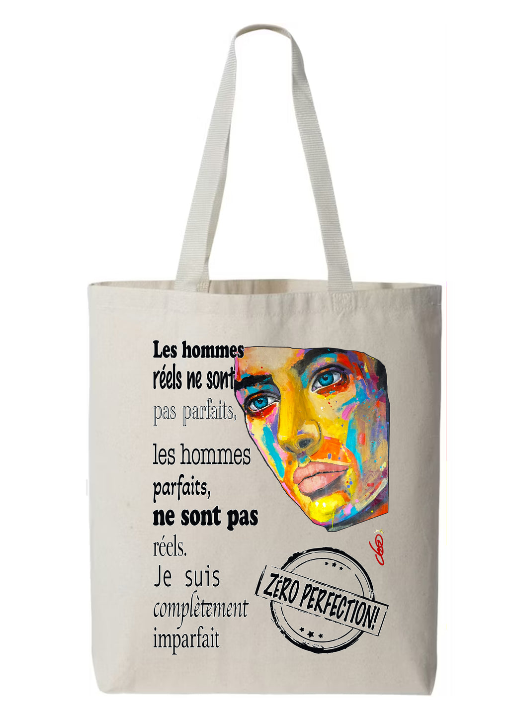 Totebag Homme Imparfait peinture originale signée Ondine - Créateur français ODS Collection
