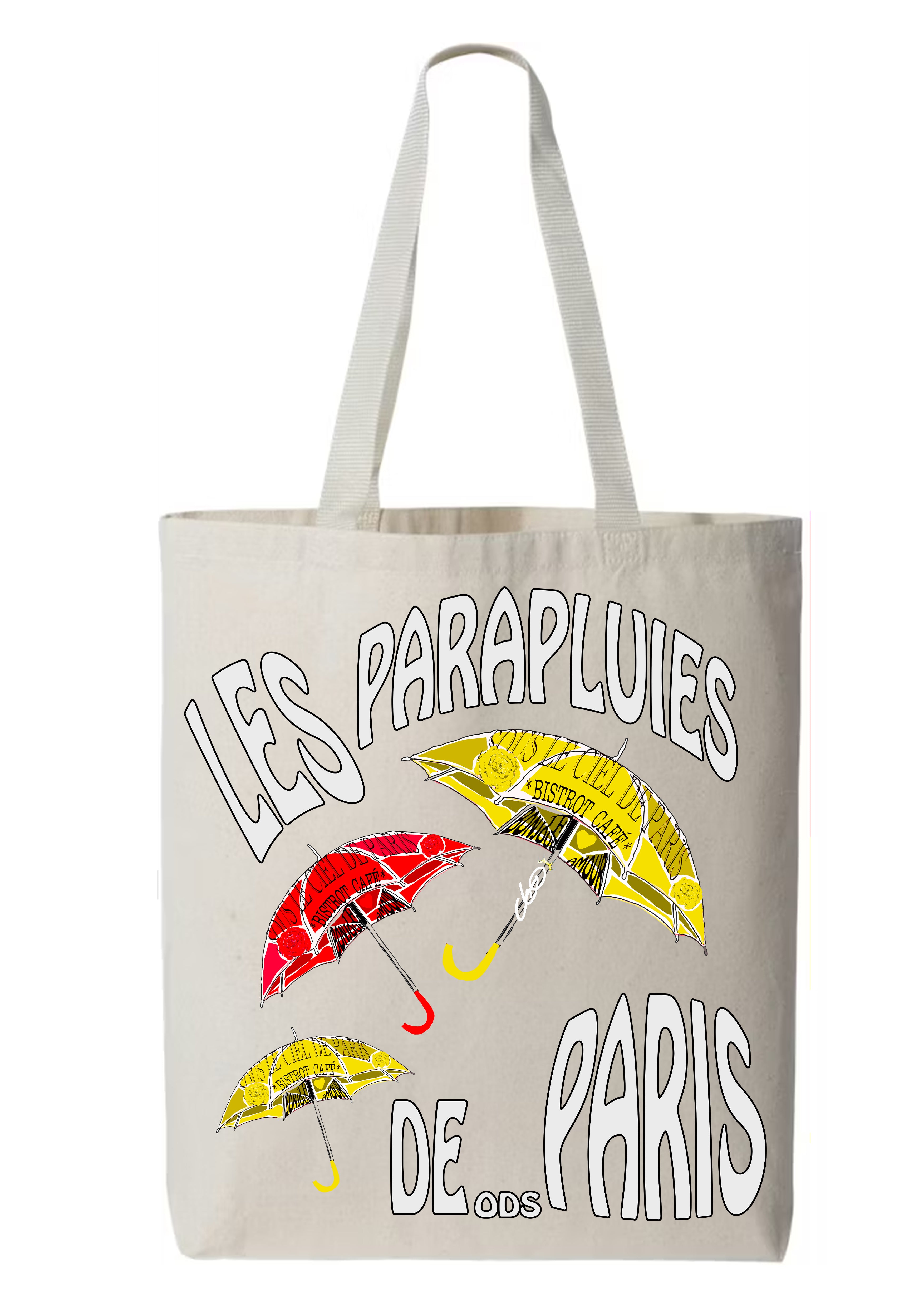 Totebag Parapluies de Paris peinture originale signée Ondine - Créateur français ODS Collection
