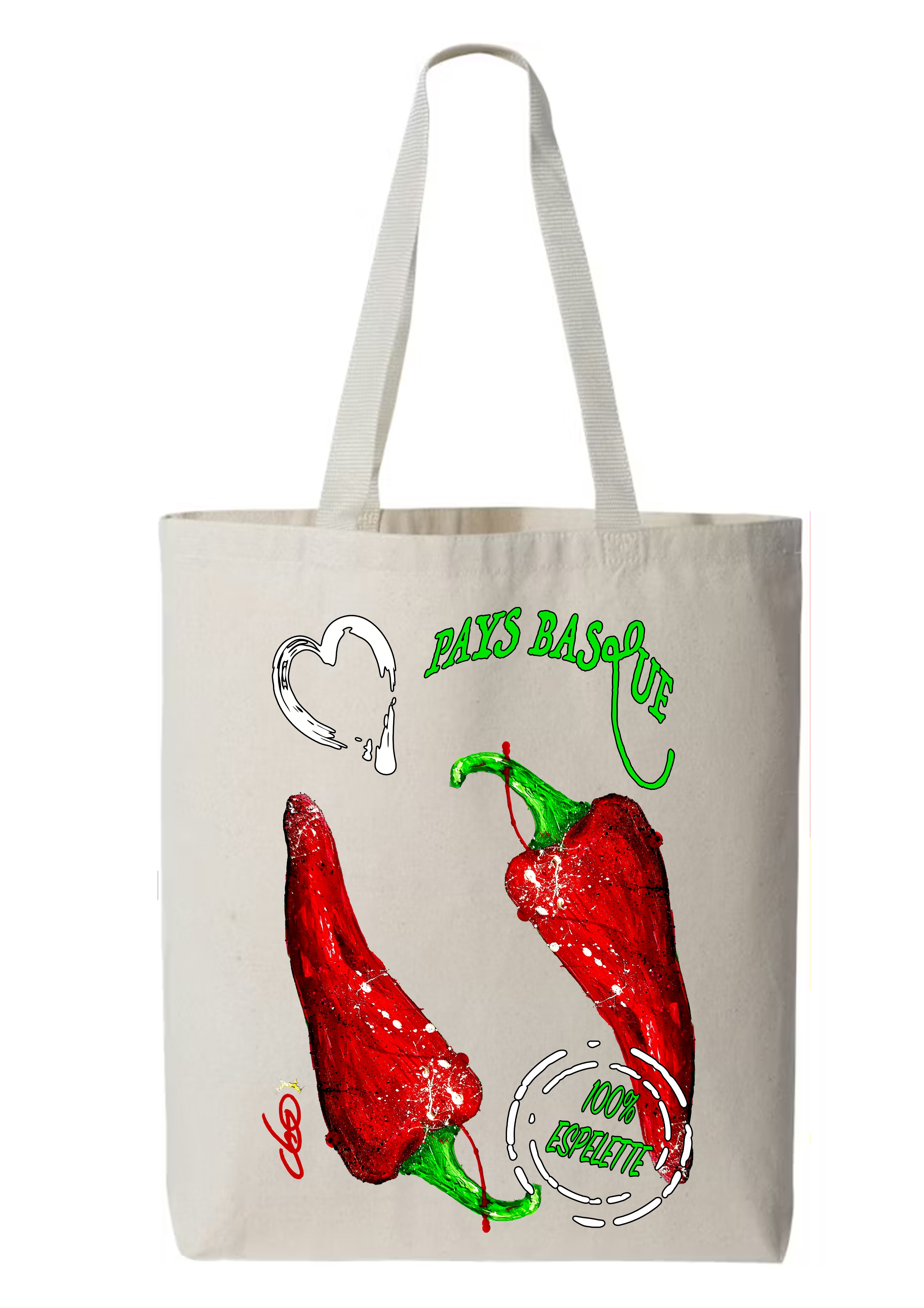 Totebag Piment d'Espelette peinture originale signée Ondine - Créateur français ODS Collection
