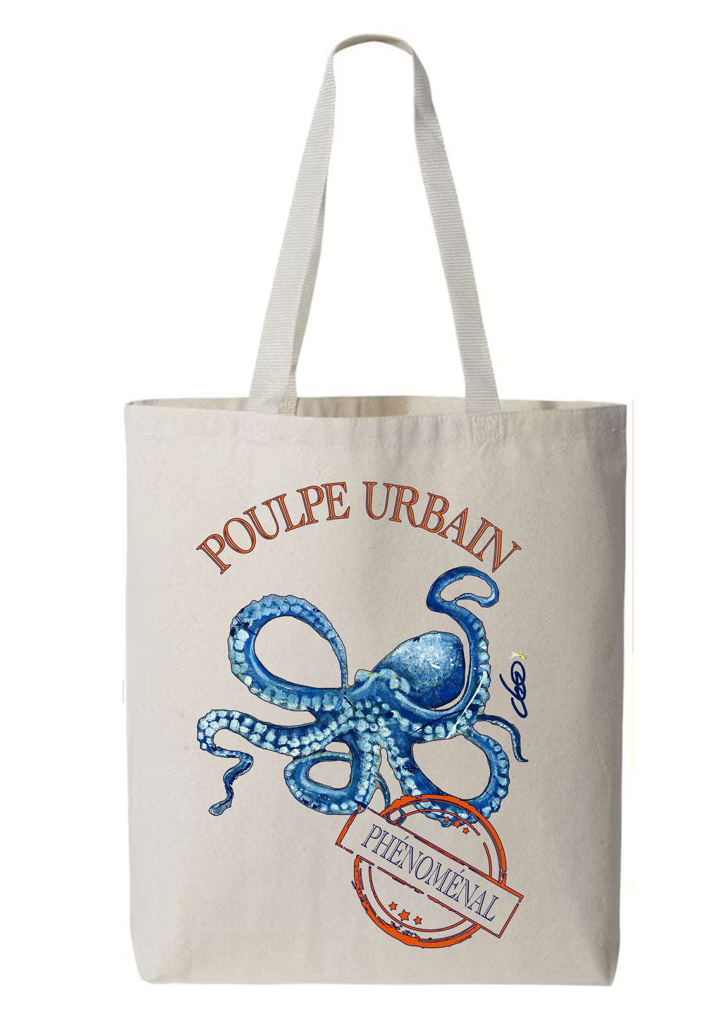Totebag Poulpe Urbain peinture originale signée Ondine - Créateur français ODS Collection
