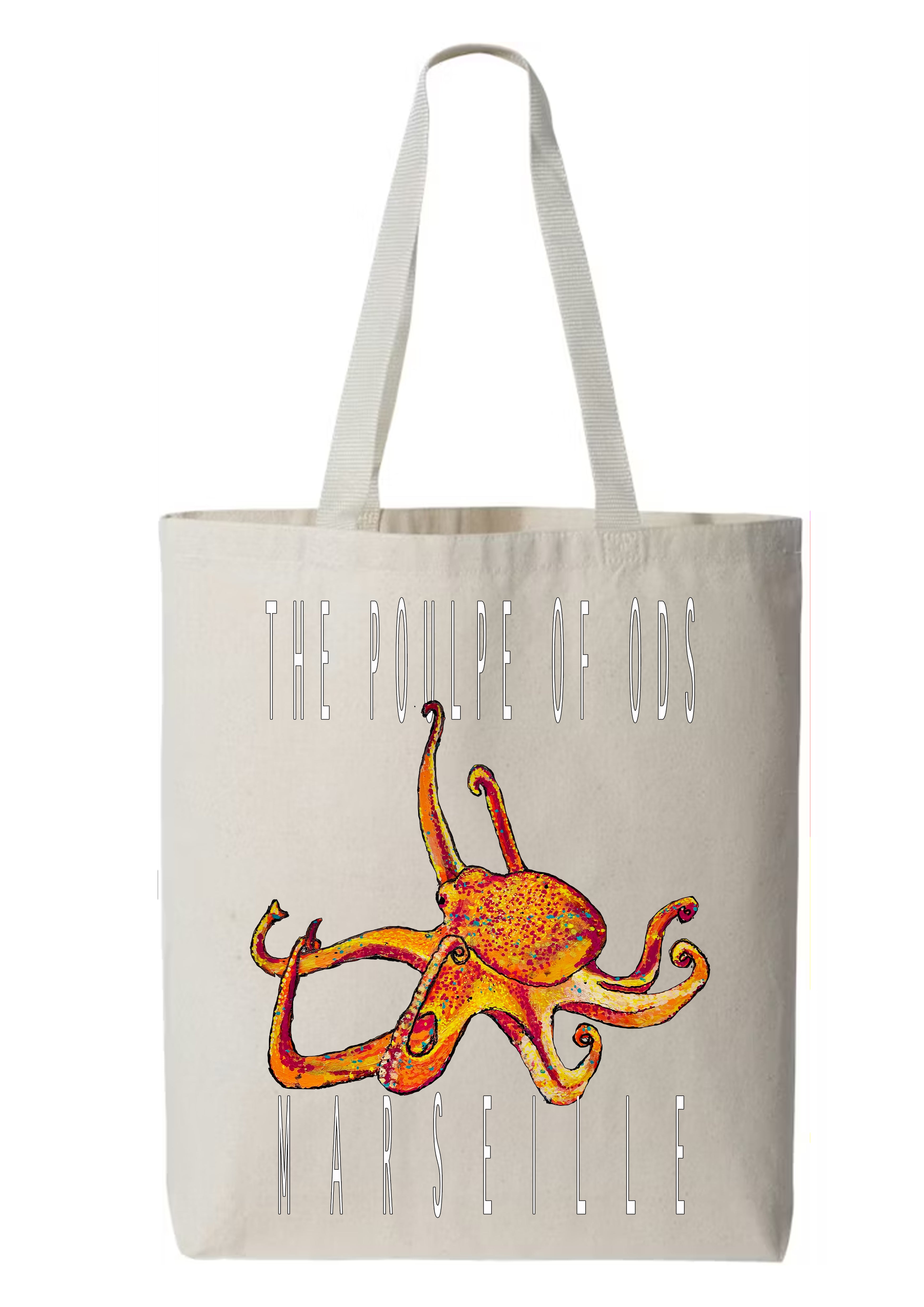 Totebag Poulpe Marseille peinture originale signée Ondine - Créateur français ODS Collection
