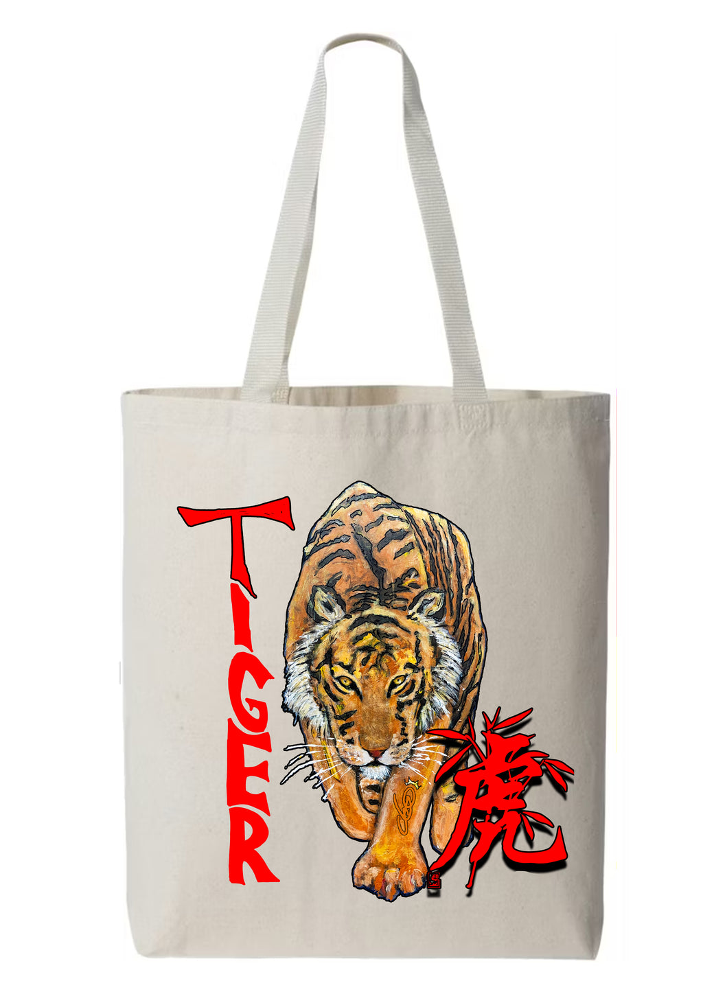 Totebag Tiger peinture originale signée Ondine - Créateur français ODS Collection
