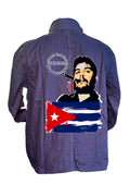 Veste Bleu de Chine El Che avec design original créé par artiste peintre graphiste Ondine française - Imprimé en France